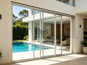 Modern Aluminum Alloy Double Glazed Sliding Glass Door For Interior Outdoor Waterproof Use Patio Garden Garage