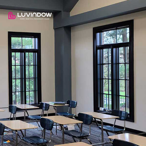 American Style Double Safety Glass Residential Window Aluminum Clad Wood Crank Open Windows