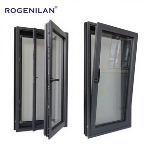 CE Certified Slim Narrow Frame Casement Window Hurricane Proof Sound Insulated Tilt Turn Aluminum Windows